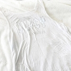 Juicy Couture white glittery rocker graphic Flowy tank top